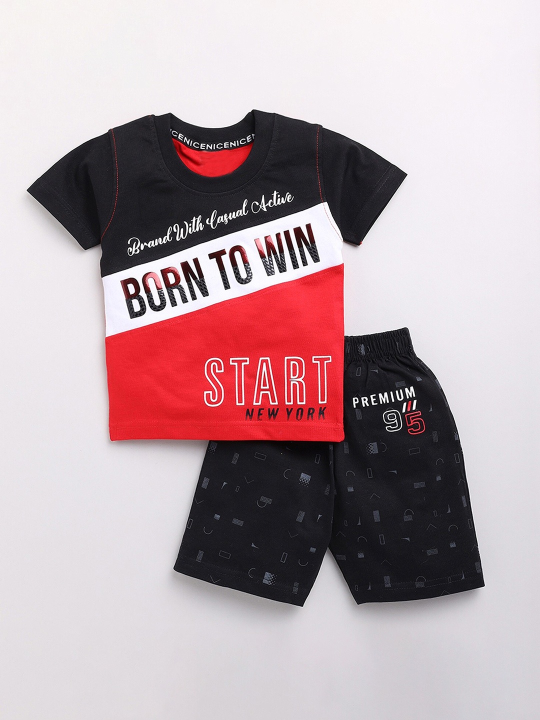 

YK Boys Printed Pure Cotton T-shirt with Shorts, Red