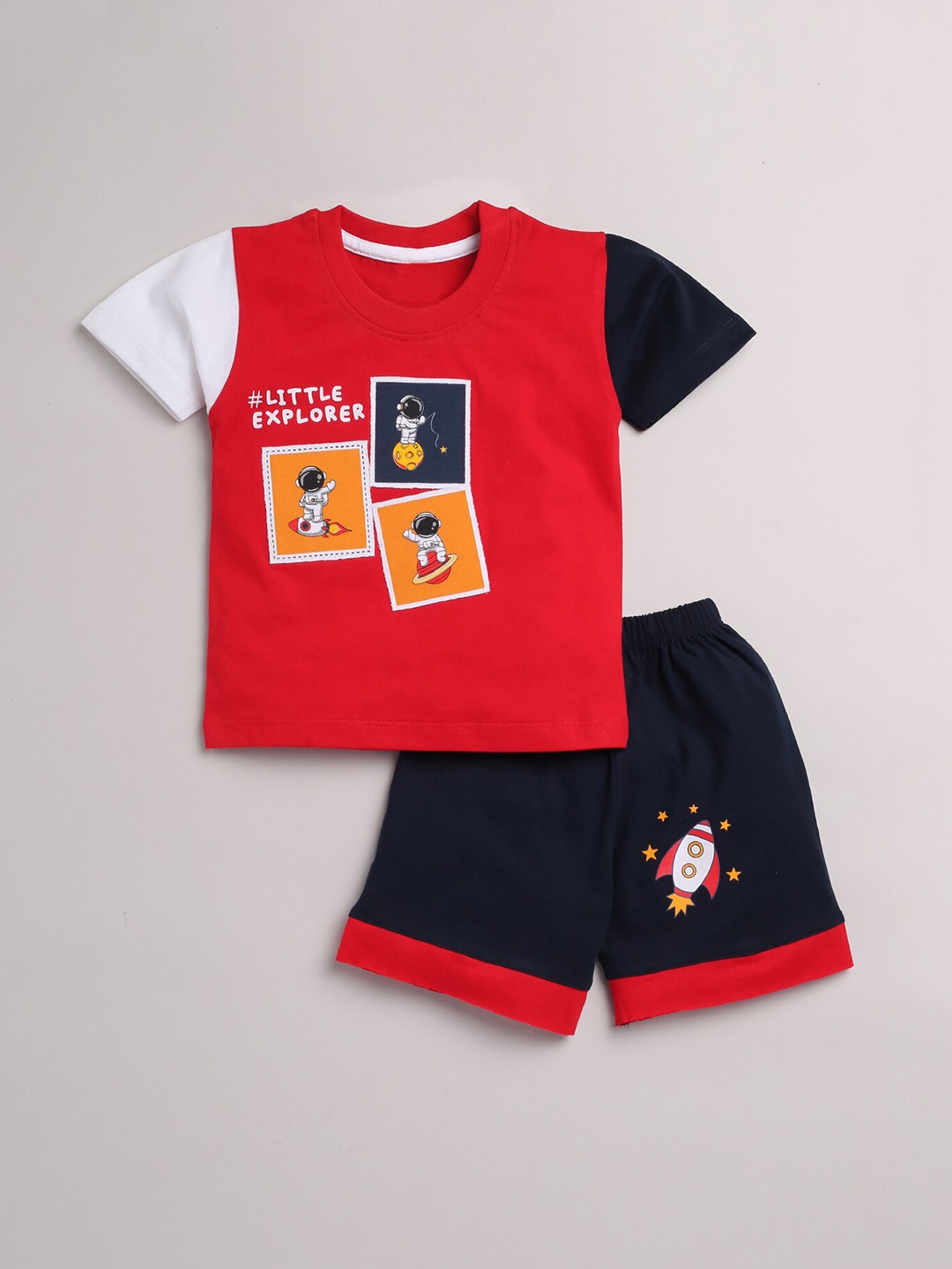

YK Boys Printed Pure Cotton T-shirt with Shorts, Red