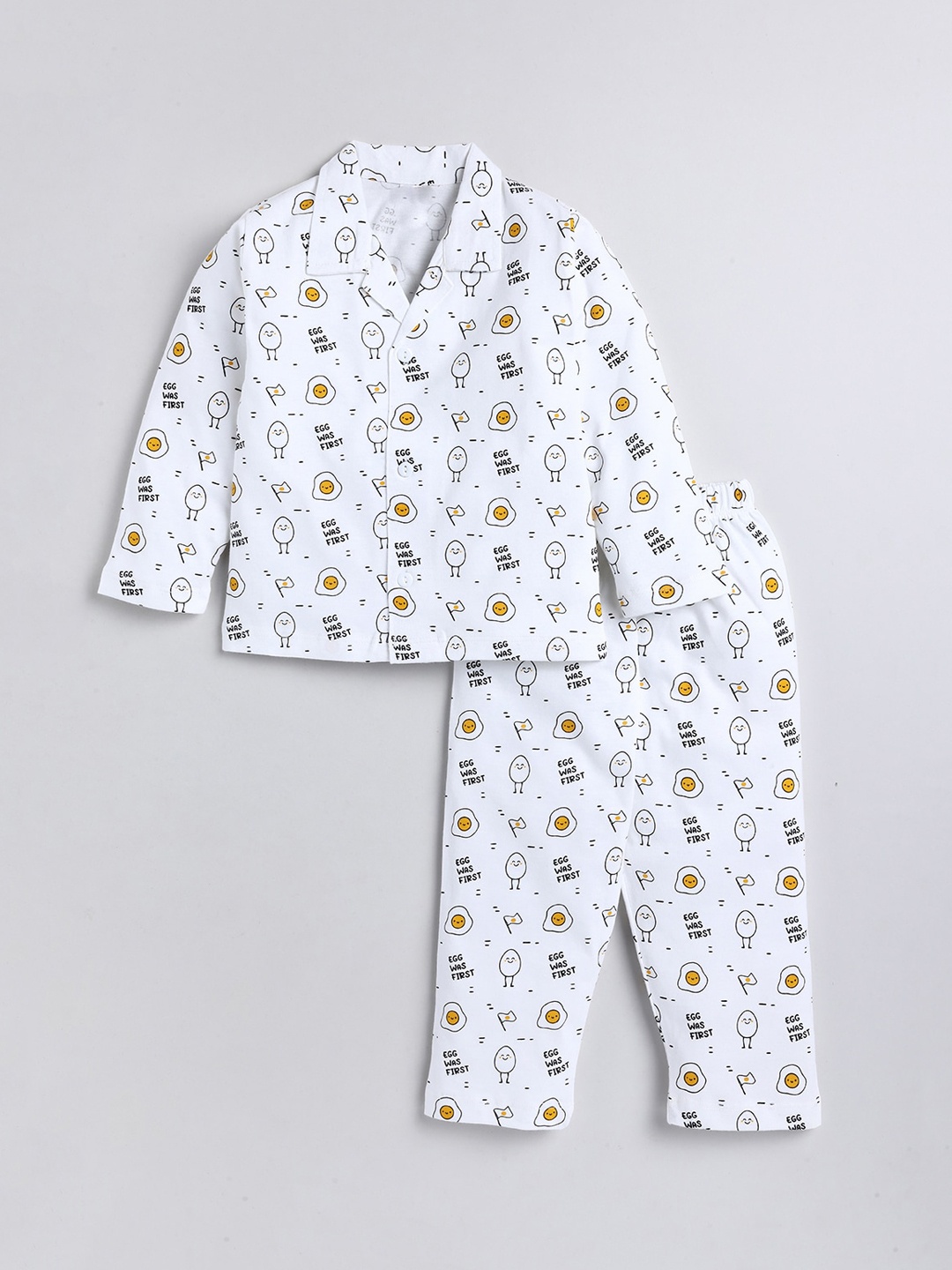 

YK Kids Conversational Printed Pure Cotton Night Suit, Grey