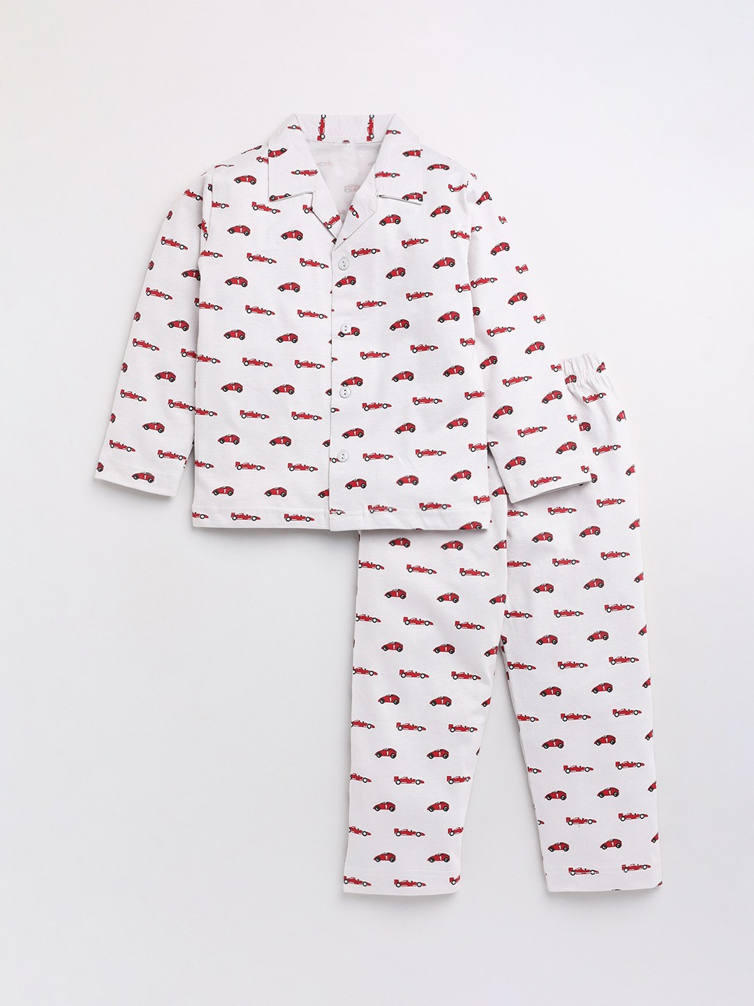 

YK Kids Conversational Printed Pure Cotton Night Suit, White