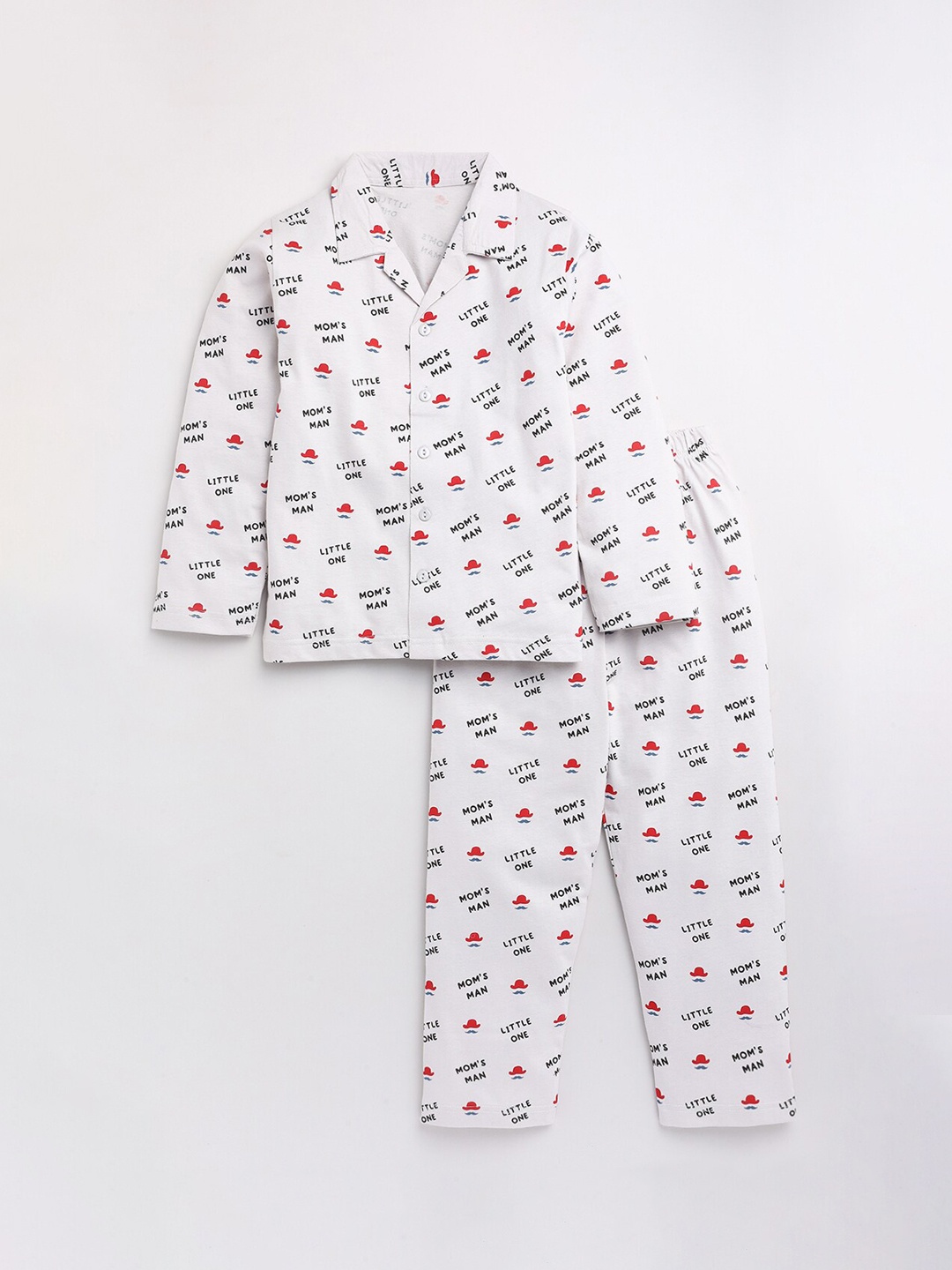 

YK Kids Conversational Printed Pure Cotton Night Suit, Grey