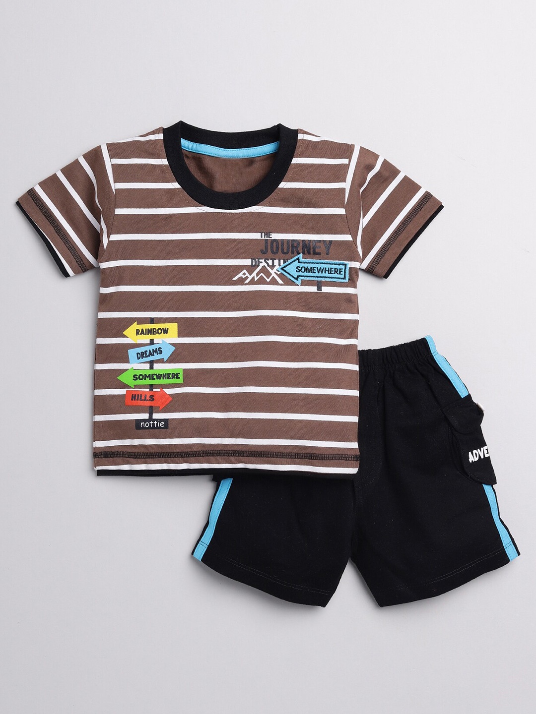 

YK Boys Printed Pure Cotton T-shirt with Shorts, Brown