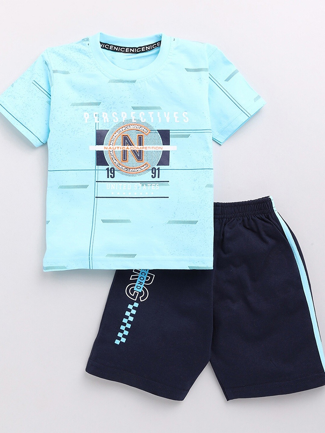 

YK Boys Printed Pure Cotton T-shirt with Shorts, Blue