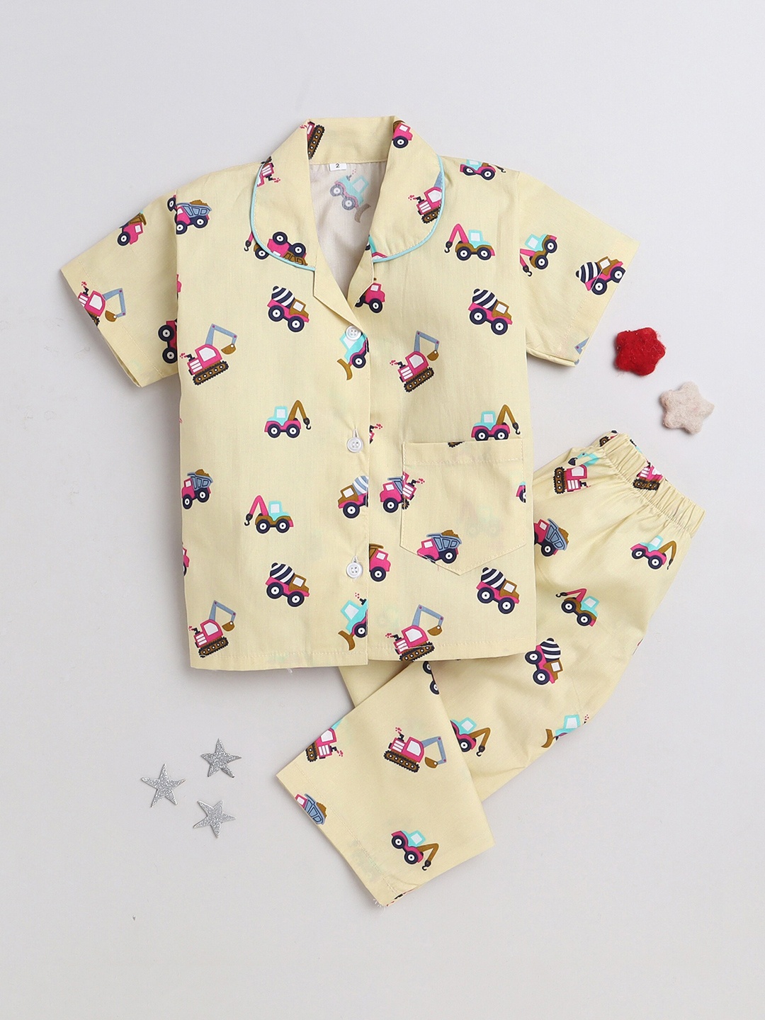 

The Magic Wand Kids Conversational Printed Pure Cotton Night Suit, Yellow