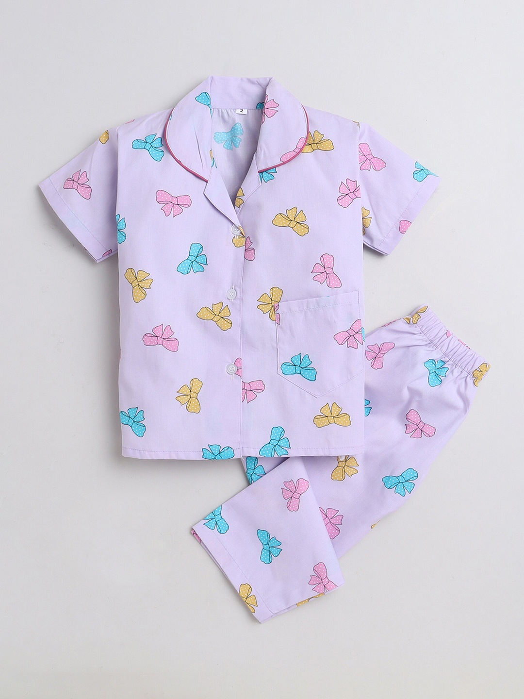 

The Magic Wand Kids Conversational Printed Pure Cotton Night Suit, Purple