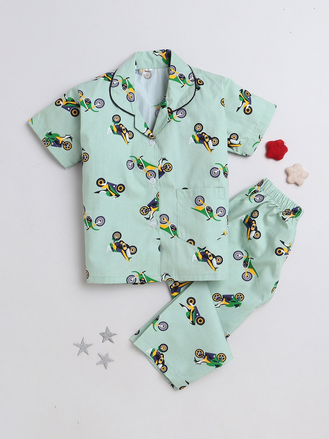 

The Magic Wand Kids Conversational Printed Pure Cotton Night Suit, Blue