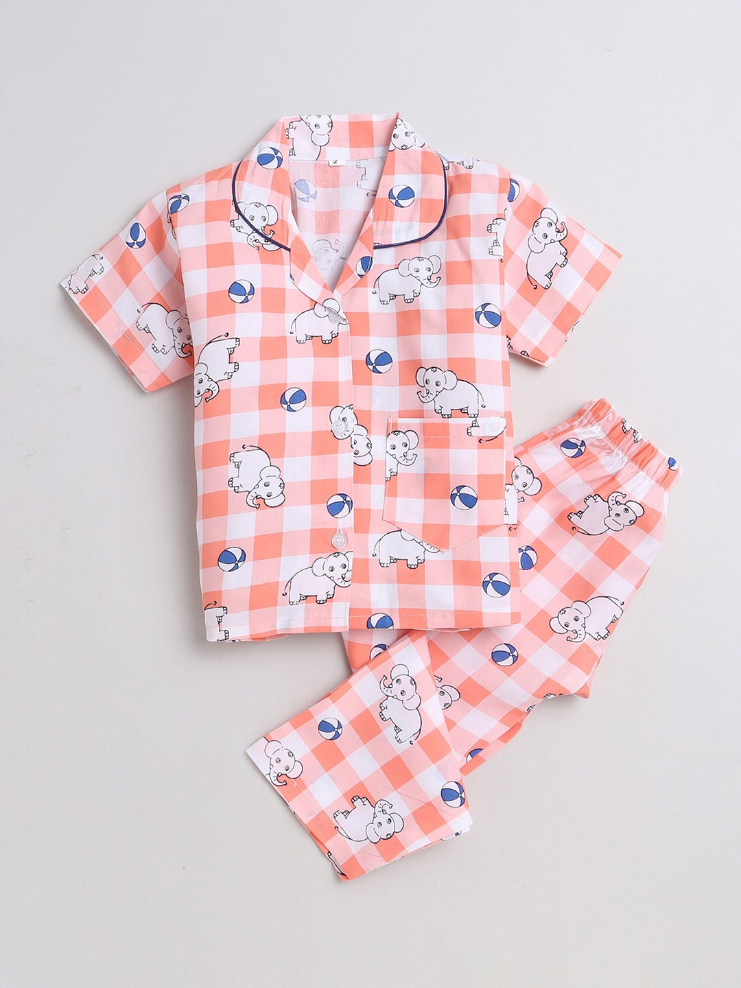 

The Magic Wand Kids Conversational Printed Pure Cotton Night Suit, Orange