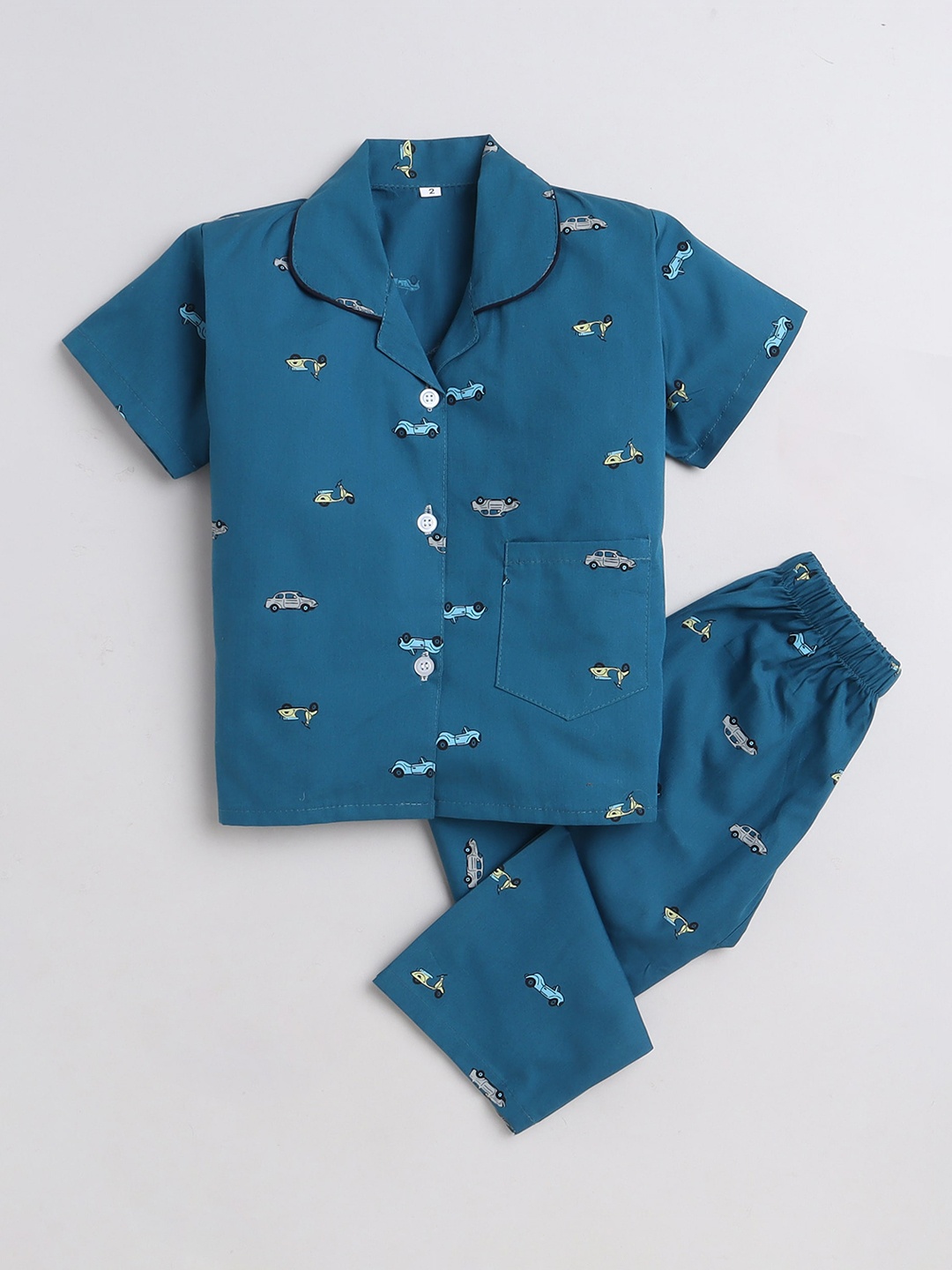 

The Magic Wand Kids Conversational Printed Pure Cotton Night Suit, Teal