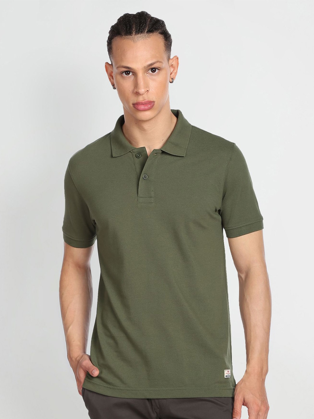 

Flying Machine Polo Collar Casual Cotton T-shirt, Green