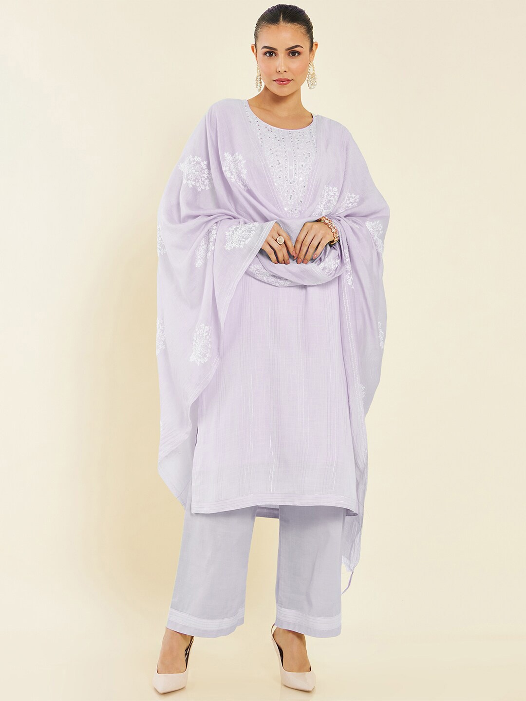 

Soch Embroidered Pure Cotton Unstitched Dress Material, Grey