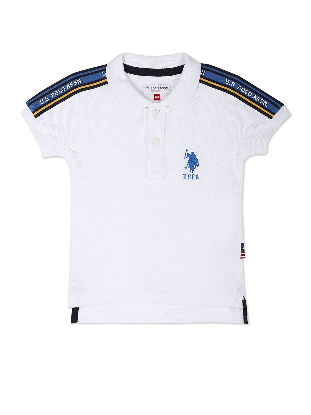 U.S. Polo Assn. Kids Boys Polo Collar Pure Cotton T-shirt, White