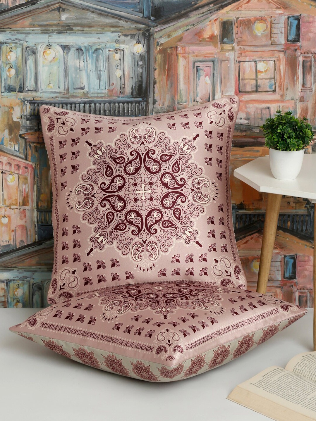 

Alina decor Maroon 2 Pieces Ethnic Motifs Square Cushion Covers