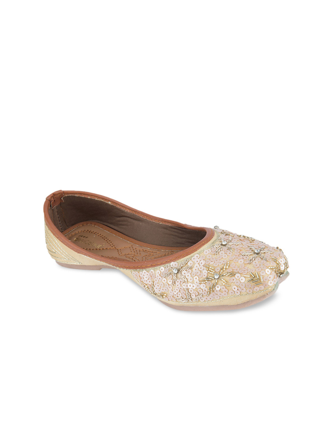 

DESI COLOUR Women Round Toe Ethnic - Embellished Mojaris, Pink