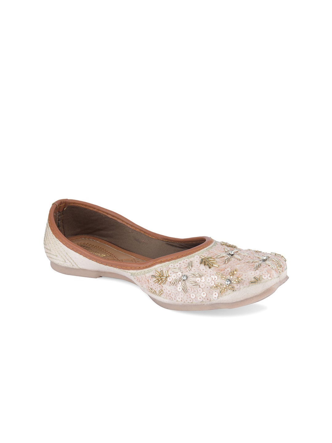 

DESI COLOUR Women Round Toe Ethnic - Embellished Mojaris, Pink