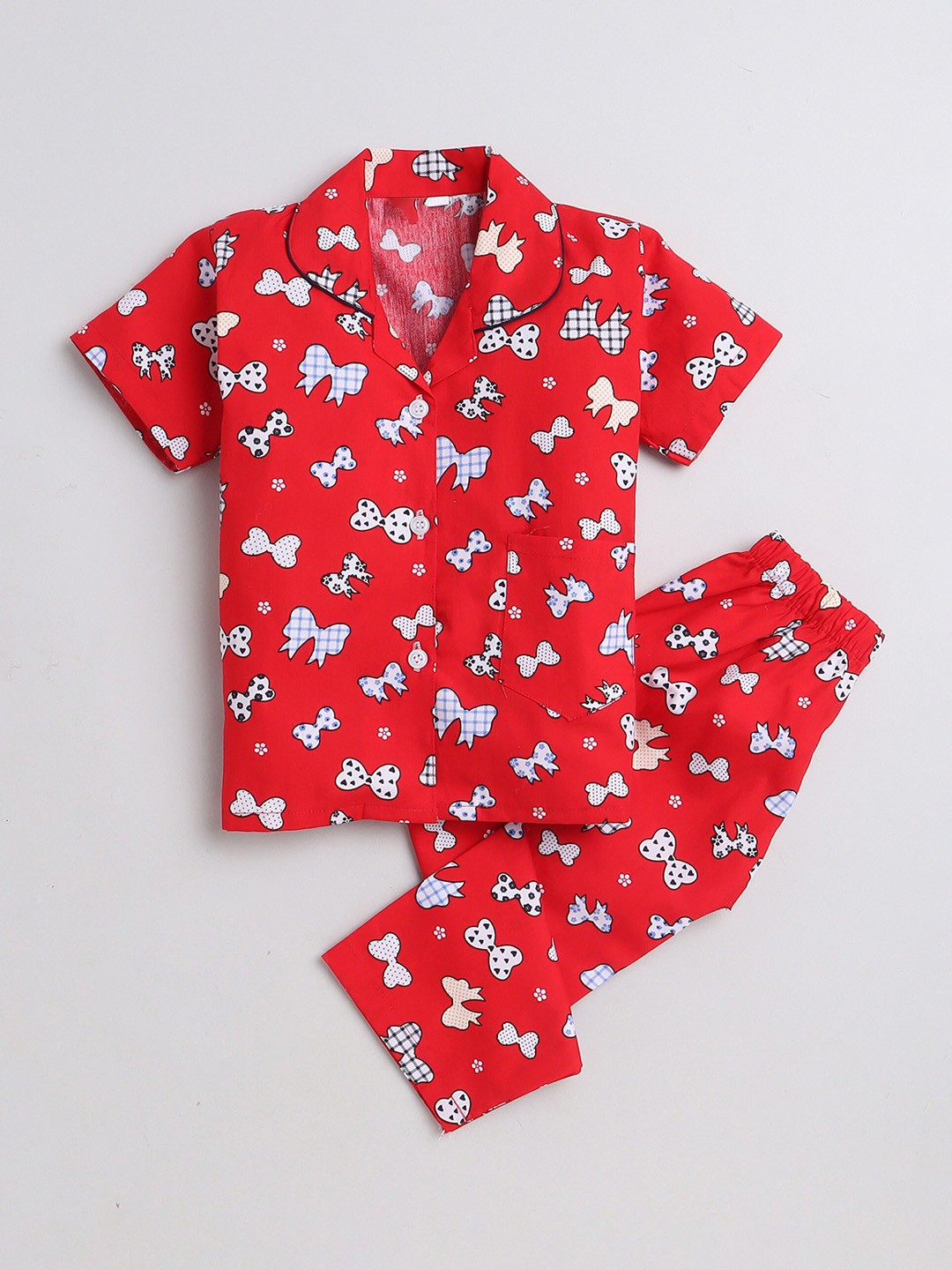 

The Magic Wand Kids Conversational Printed Pure Cotton Night Suit, Red