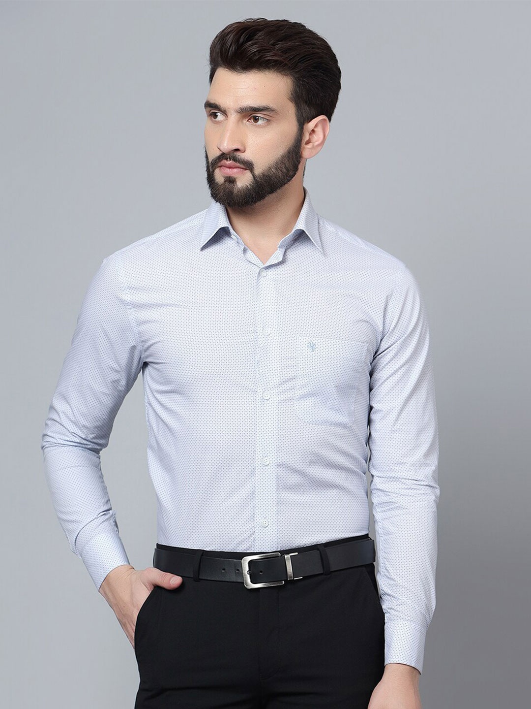 

Cantabil Micro Ditsy Printed Cotton Formal Shirt, Blue