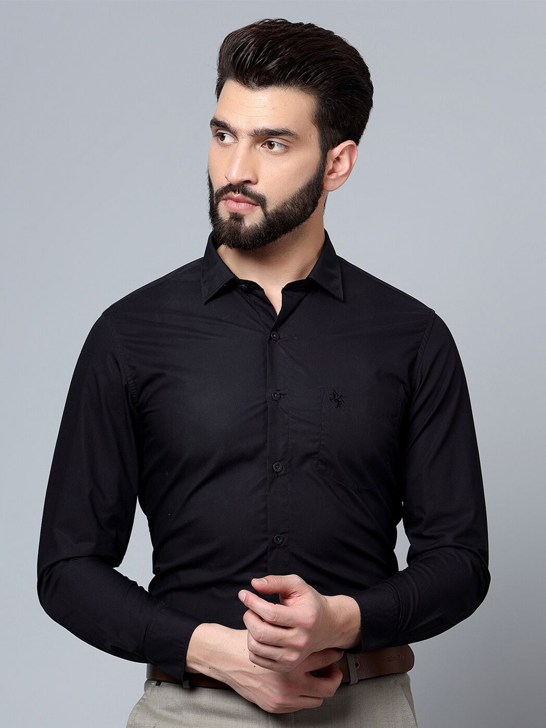 

Cantabil Spread Collar Cotton Formal Shirt, Black