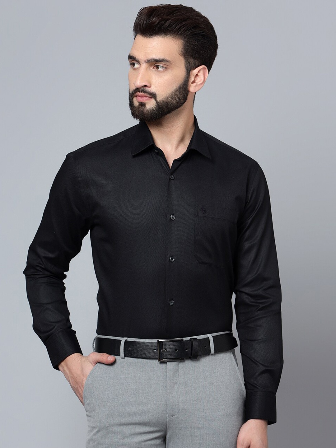 

Cantabil Spread Collar Formal Shirt, Black