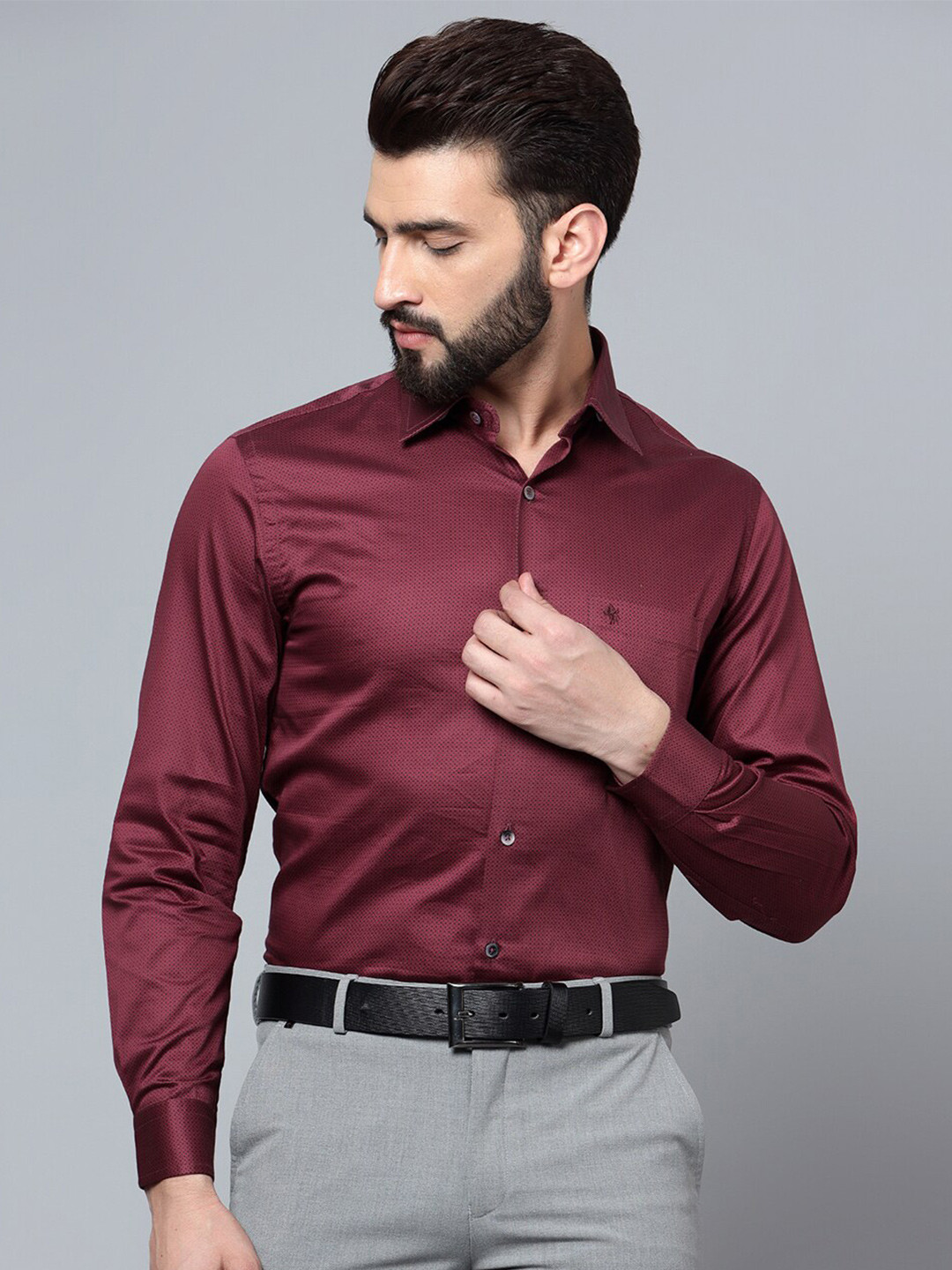 

Cantabil Spread Collar Cotton Formal Shirt, Maroon