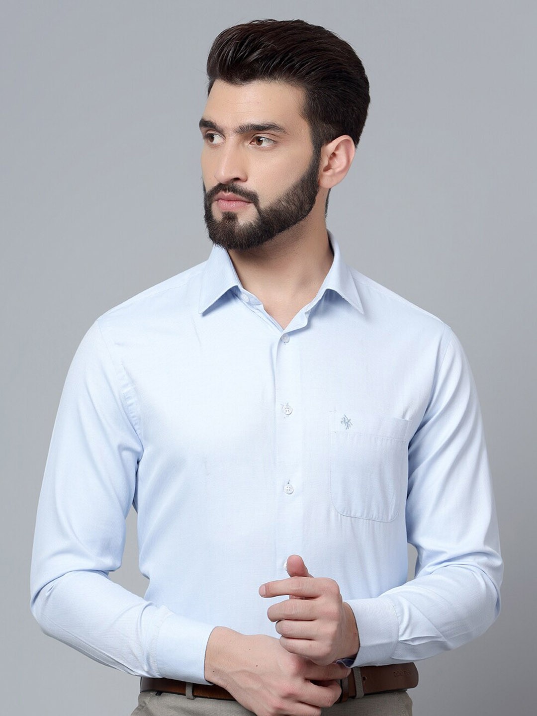 

Cantabil Self Design Cotton Formal Shirt, Blue