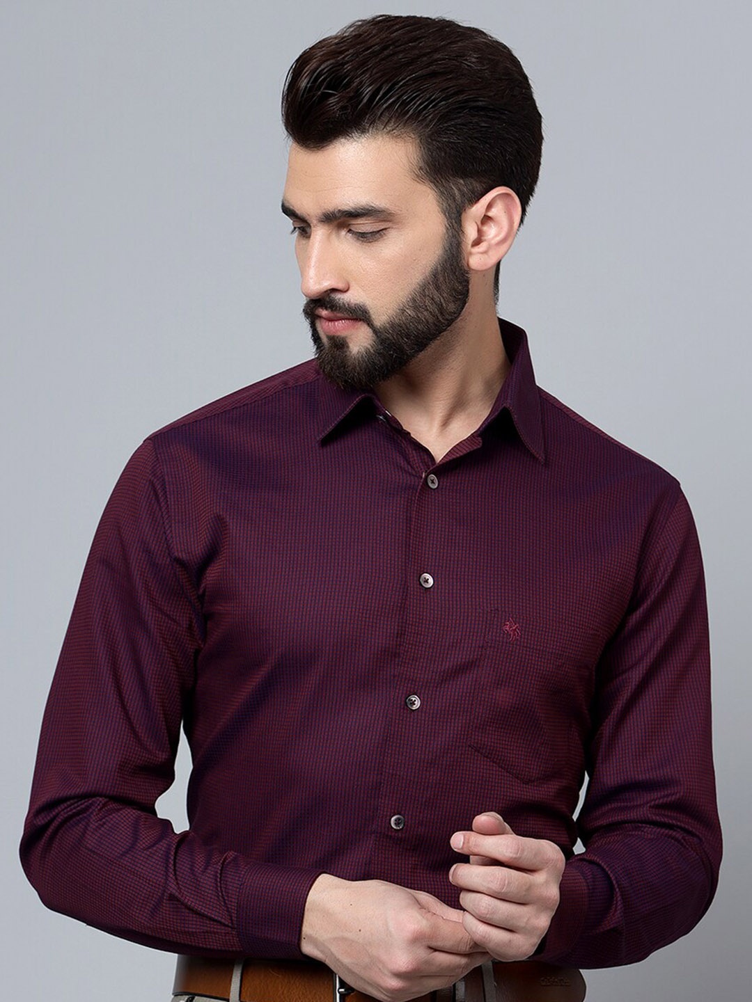 

Cantabil Spread Collar Cotton Formal Shirt, Purple