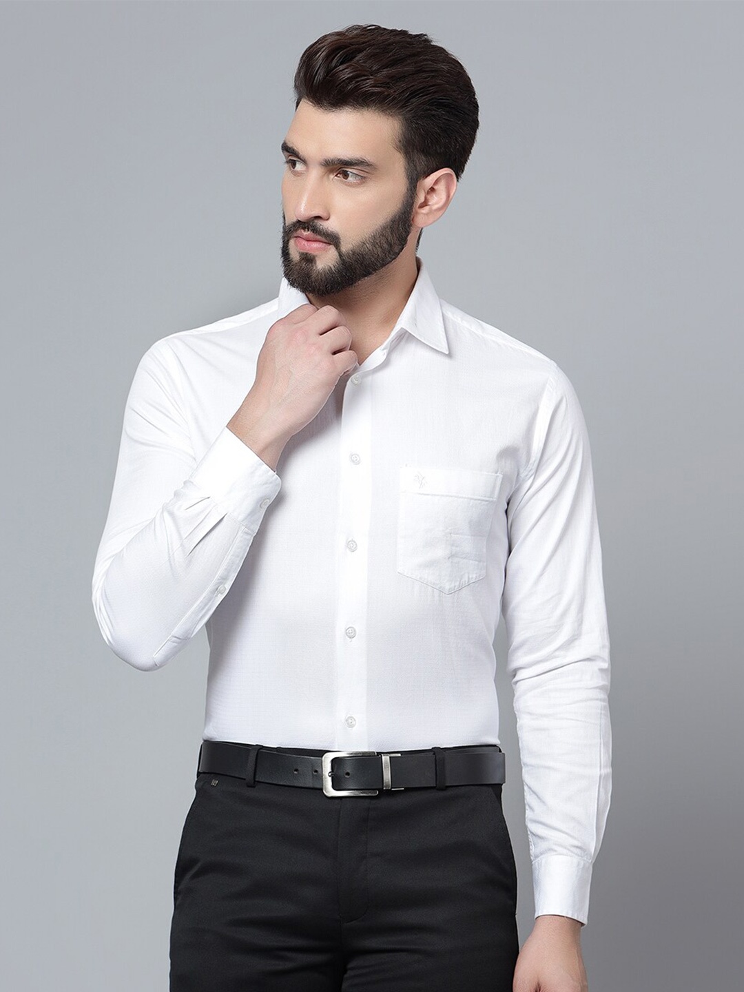 

Cantabil Spread Collar Cotton Formal Shirt, White