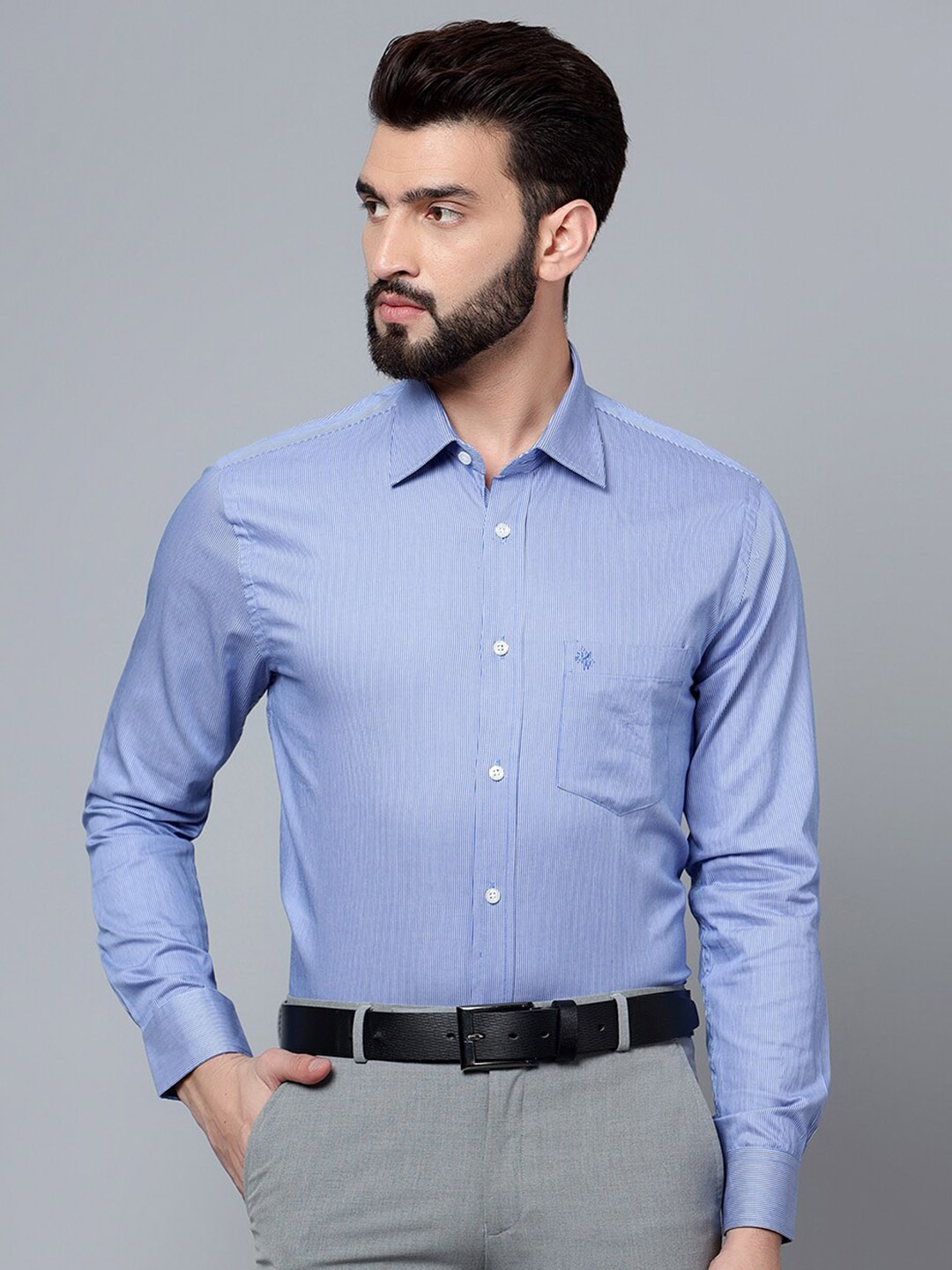 

Cantabil Striped Cotton Formal Shirt, Blue