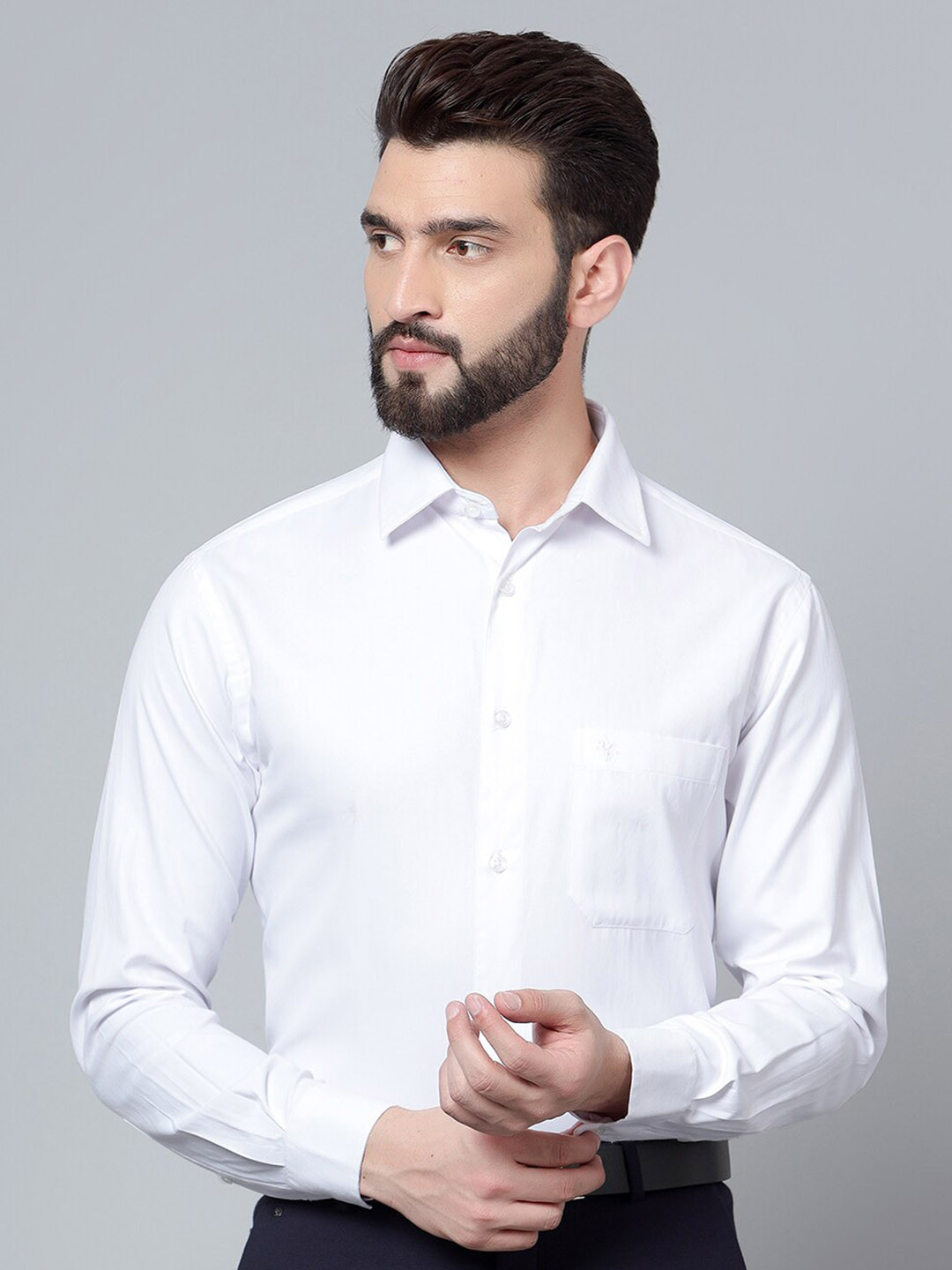 

Cantabil Self Design Cotton Formal Shirt, White