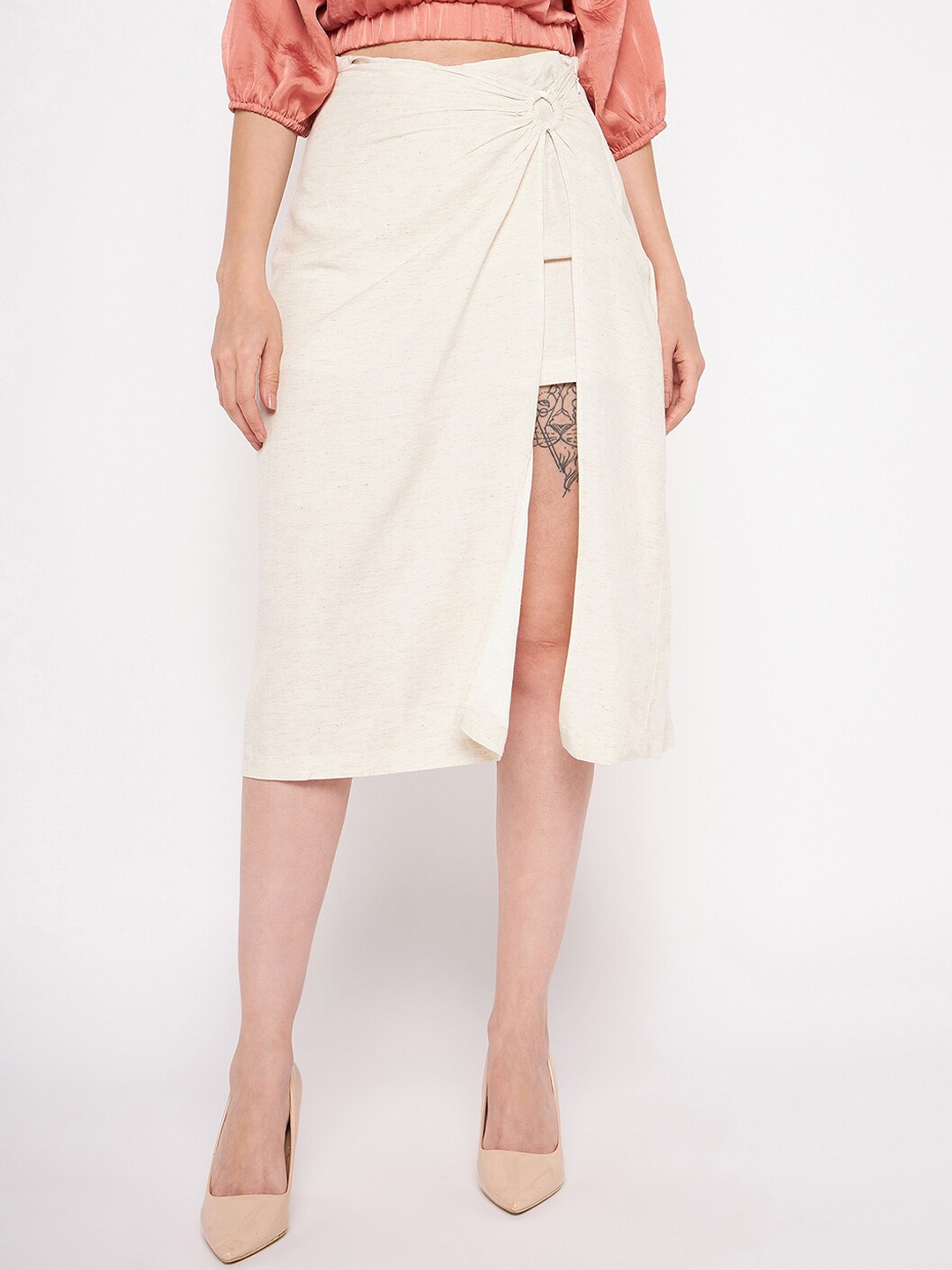 

Madame Straight knee Length Skirt, Beige