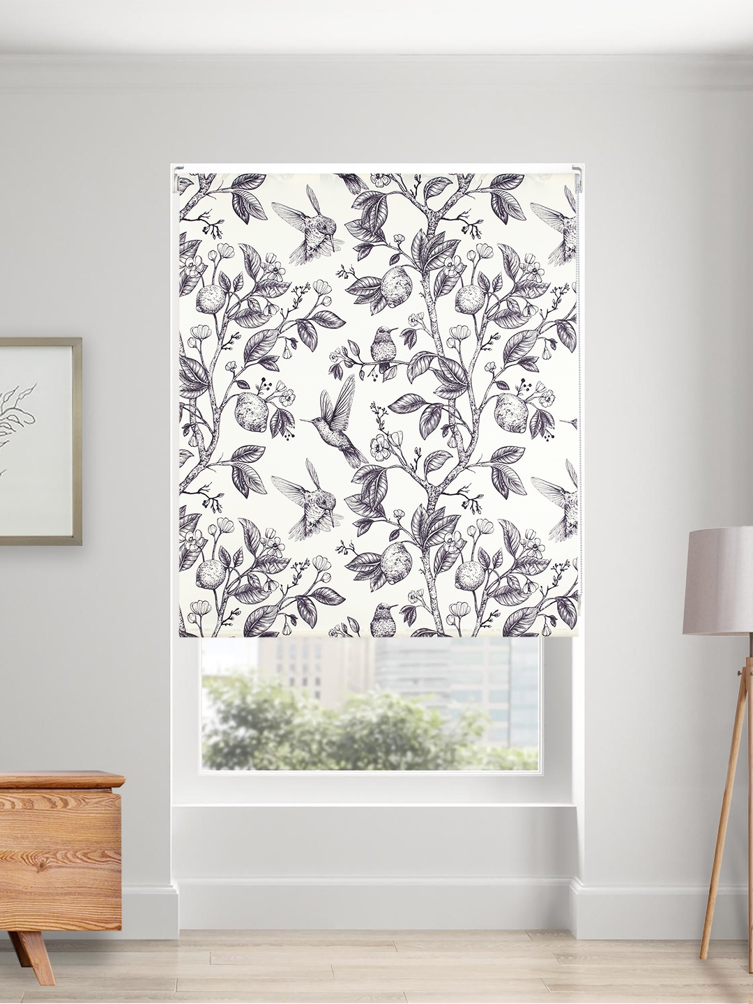 

Deco Window Beige & White Floral Room Darkening Roller Window Blinds