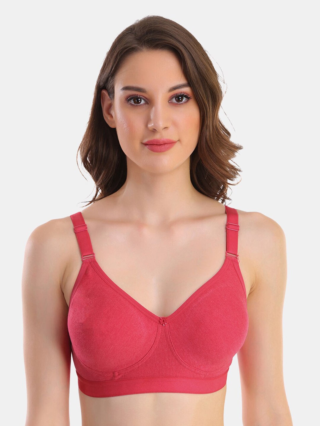 

POOJA RAGENEE Non Padded Non Wired Full Coverage Everyday Bra, Red