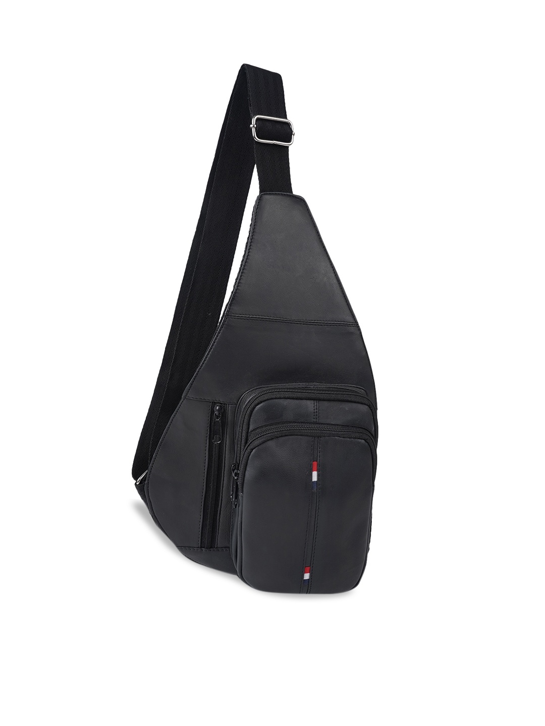 

CIMONI Unisex Black Leather Structured Crossbody Bag