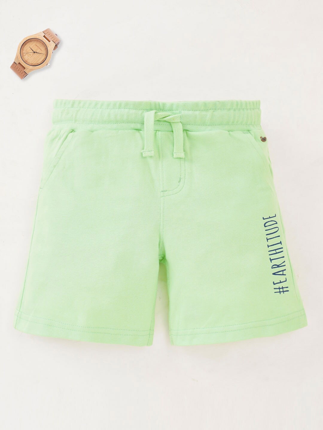 

Ed-a-Mamma Boys Mid-Rise Cotton Shorts, Green