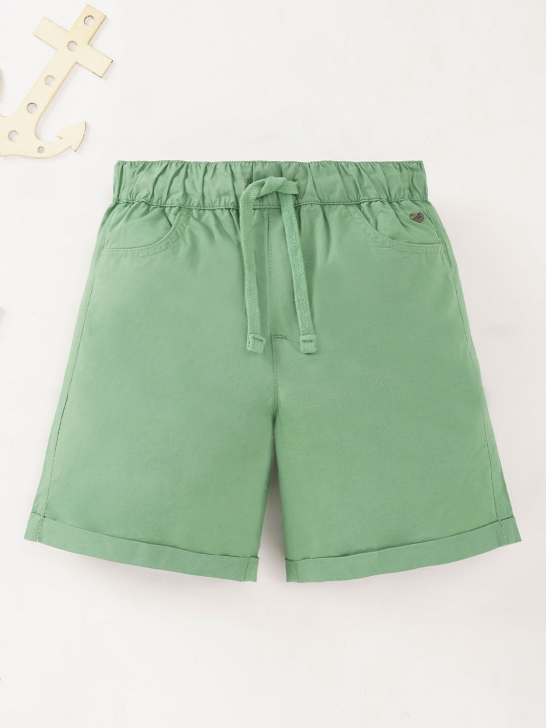 

Ed-a-Mamma Boys Mid-Rise Cotton Shorts, Green