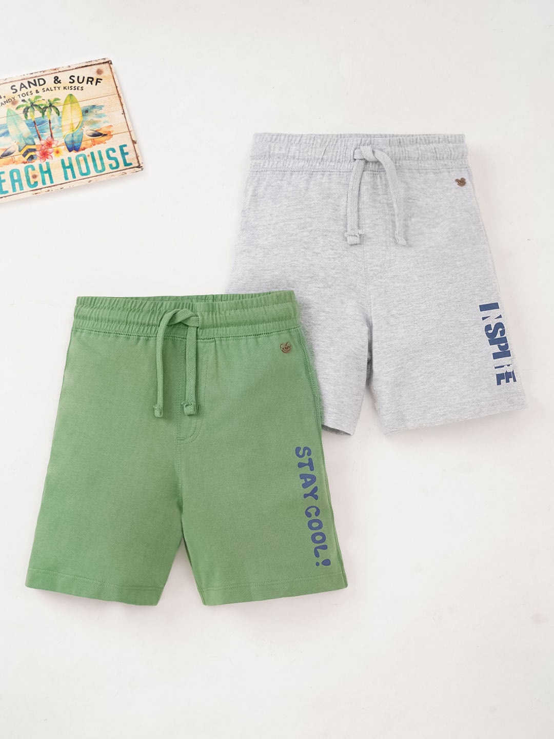 

Ed-a-Mamma Boys Pack Of 2 Mid-Rise Cotton Shorts, Green