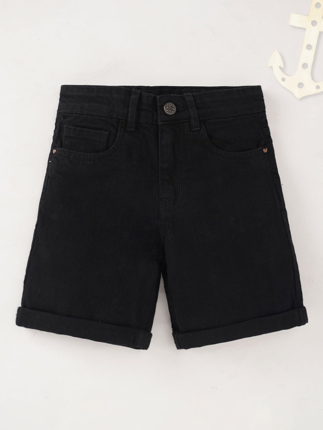 

Ed-a-Mamma Boys Mid-Rise Above Knee Regular Denim Shorts, Black