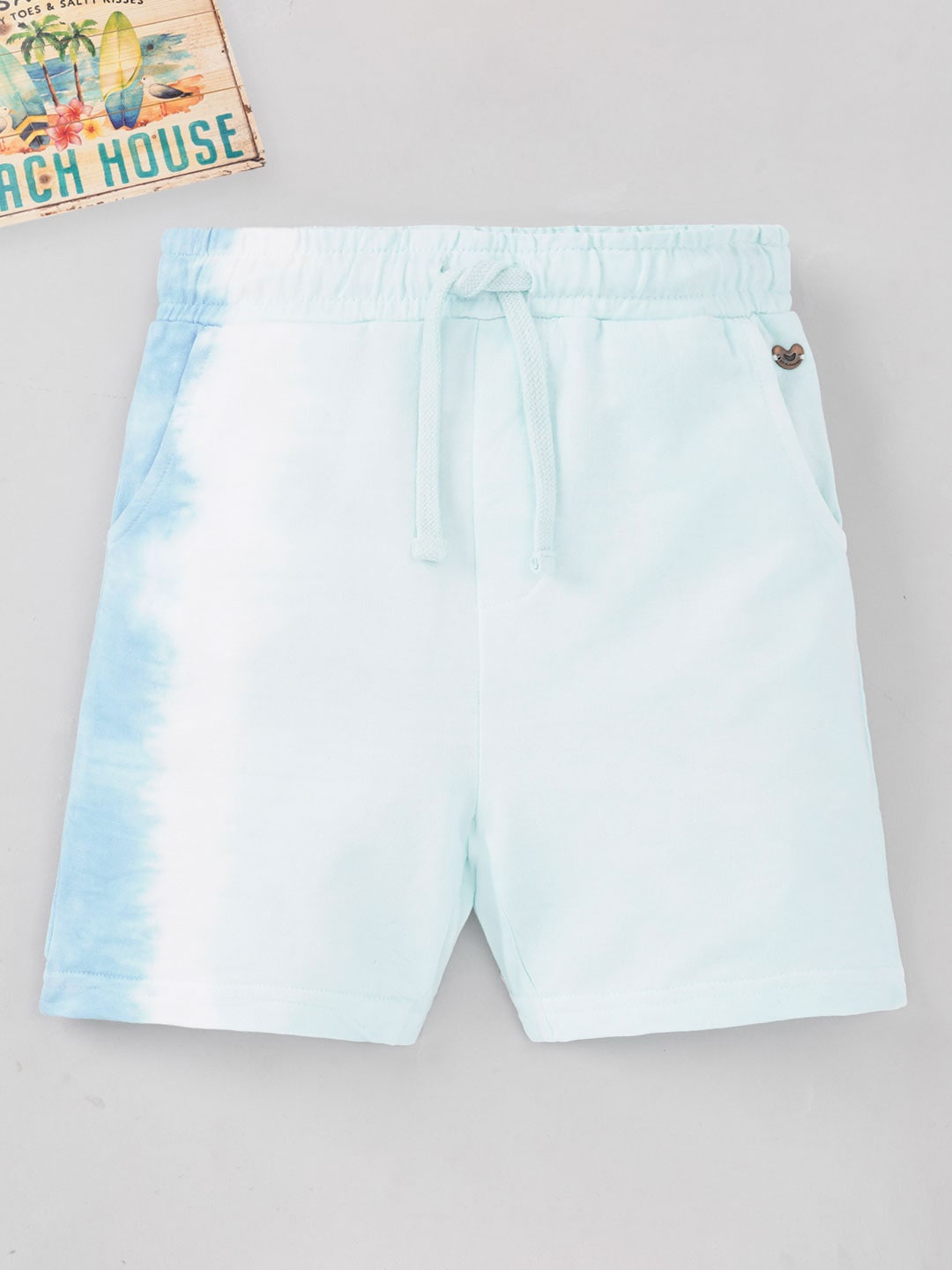 

Ed-a-Mamma Boys Tie -Dye Ombre Mid-Rise Cotton Shorts, Blue