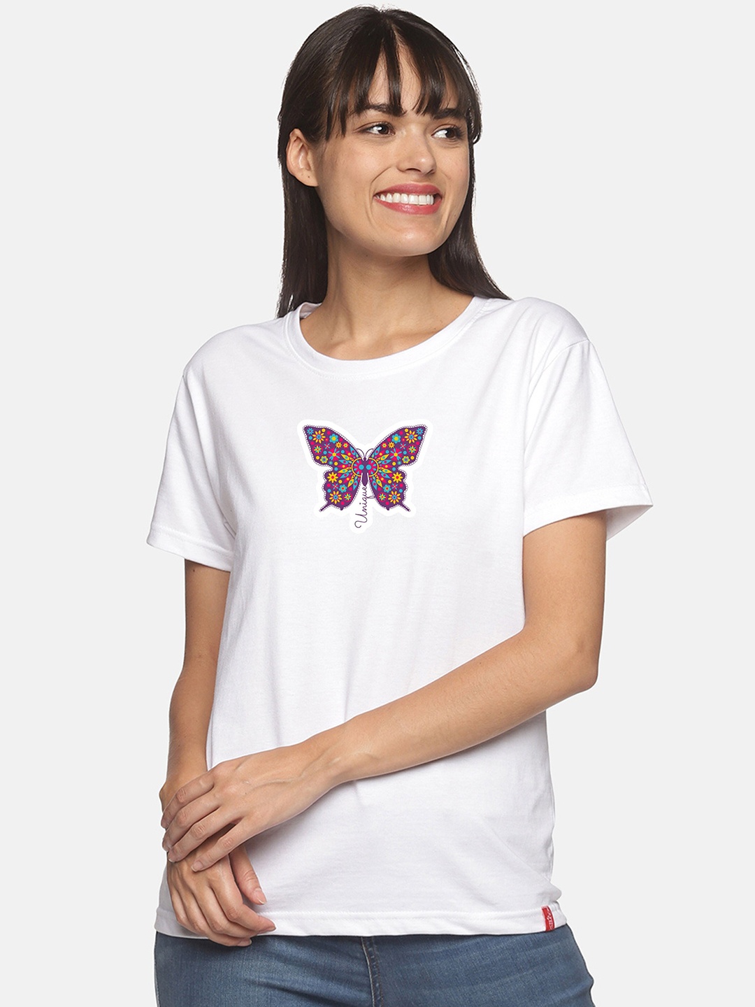 

NOT YET by us Graphic Printed Round Neck Cotton T-Shirt, White