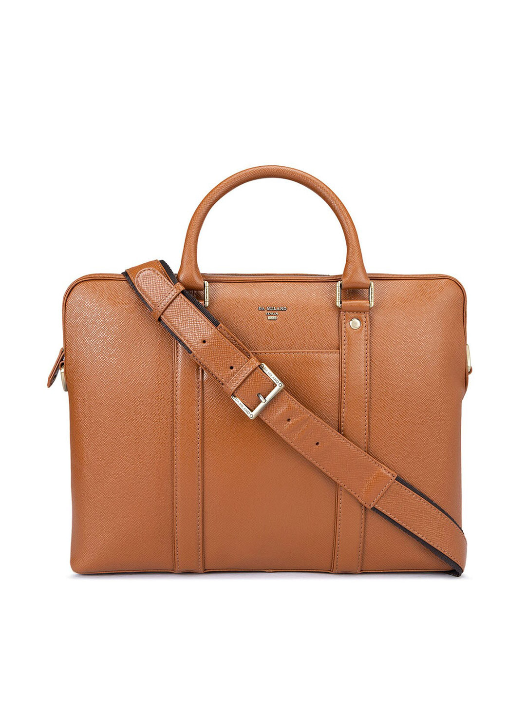 

Da Milano Textured Leather Laptop Bag, Brown