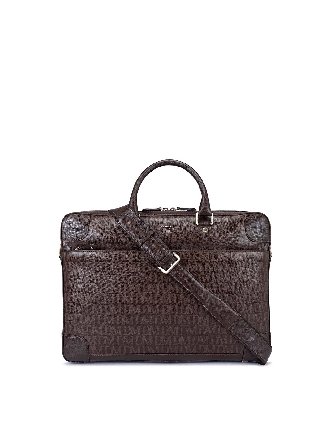 

Da Milano Printed Leather Laptop Bag, Brown