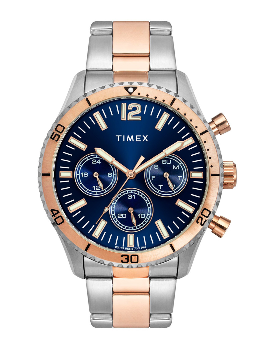

Timex Men Stainless Steel Bracelet Style Straps Analogue Multi Function Watch TWEG22202, Blue
