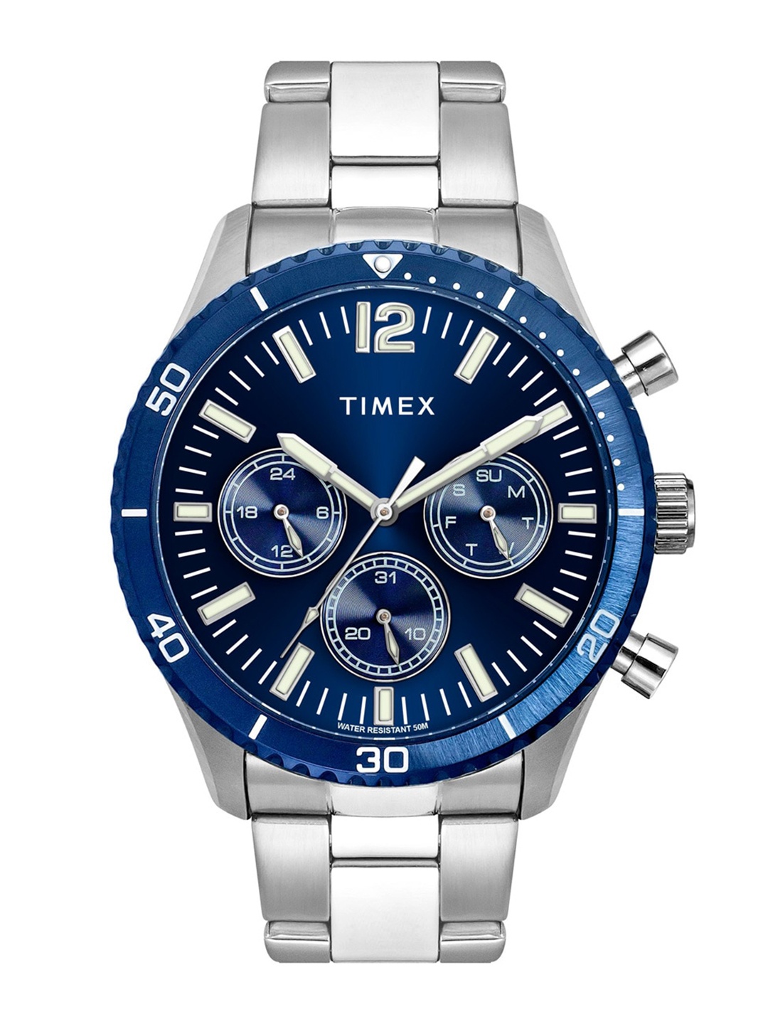 

Timex Men Stainless Steel Bracelet Style Straps Analogue Multi Function Watch TWEG22203, Blue
