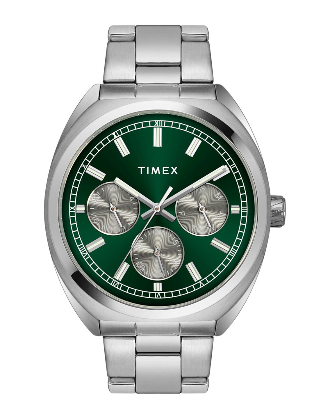 

Timex Men Embellished Dial & Stainless Steel Bracelet Style Straps Analogue Multi Function Watch TWEG22300, Green