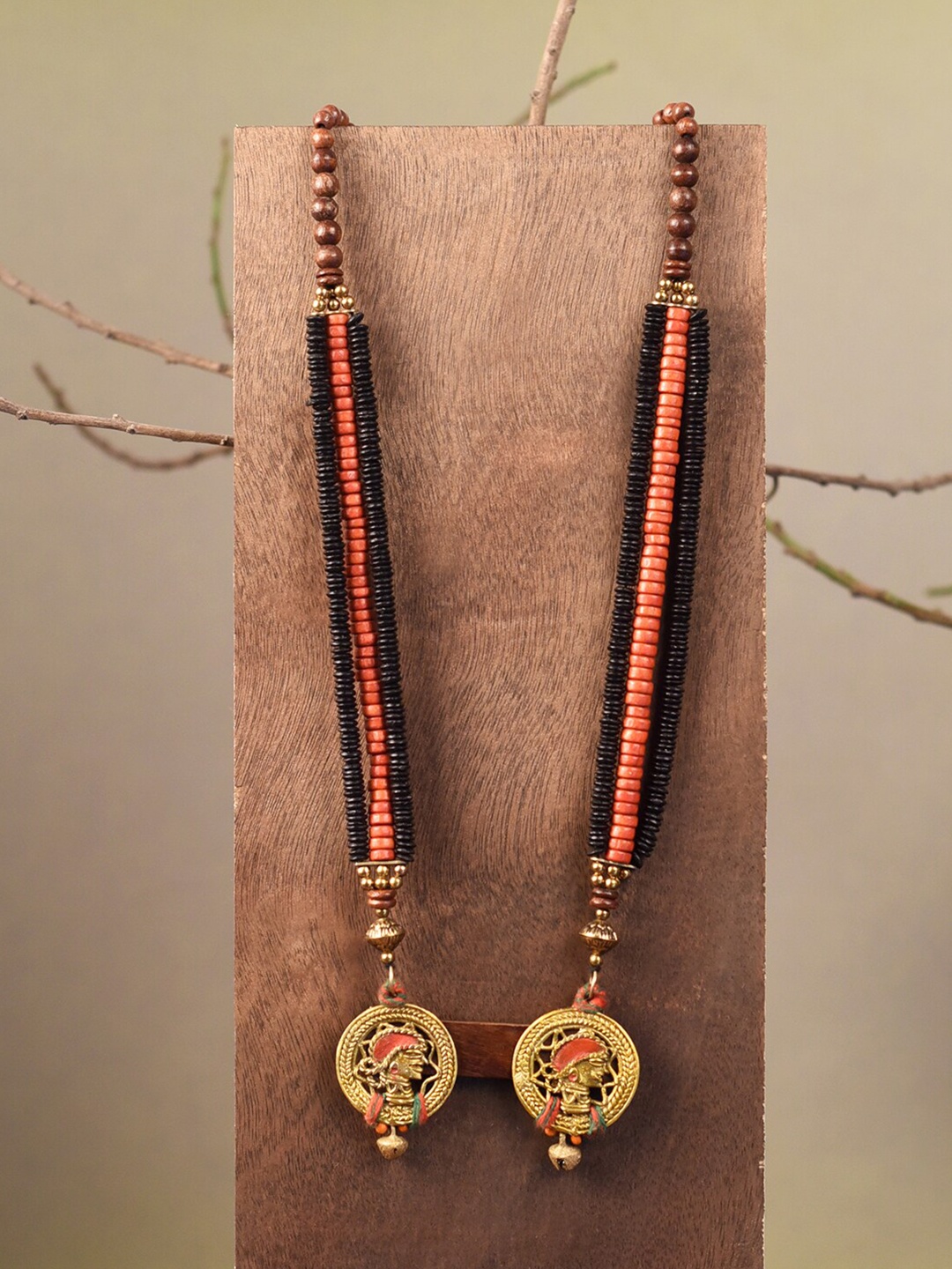 

AAKRITI ART CREATIONS Brass-Plated Wooden Necklace, Black