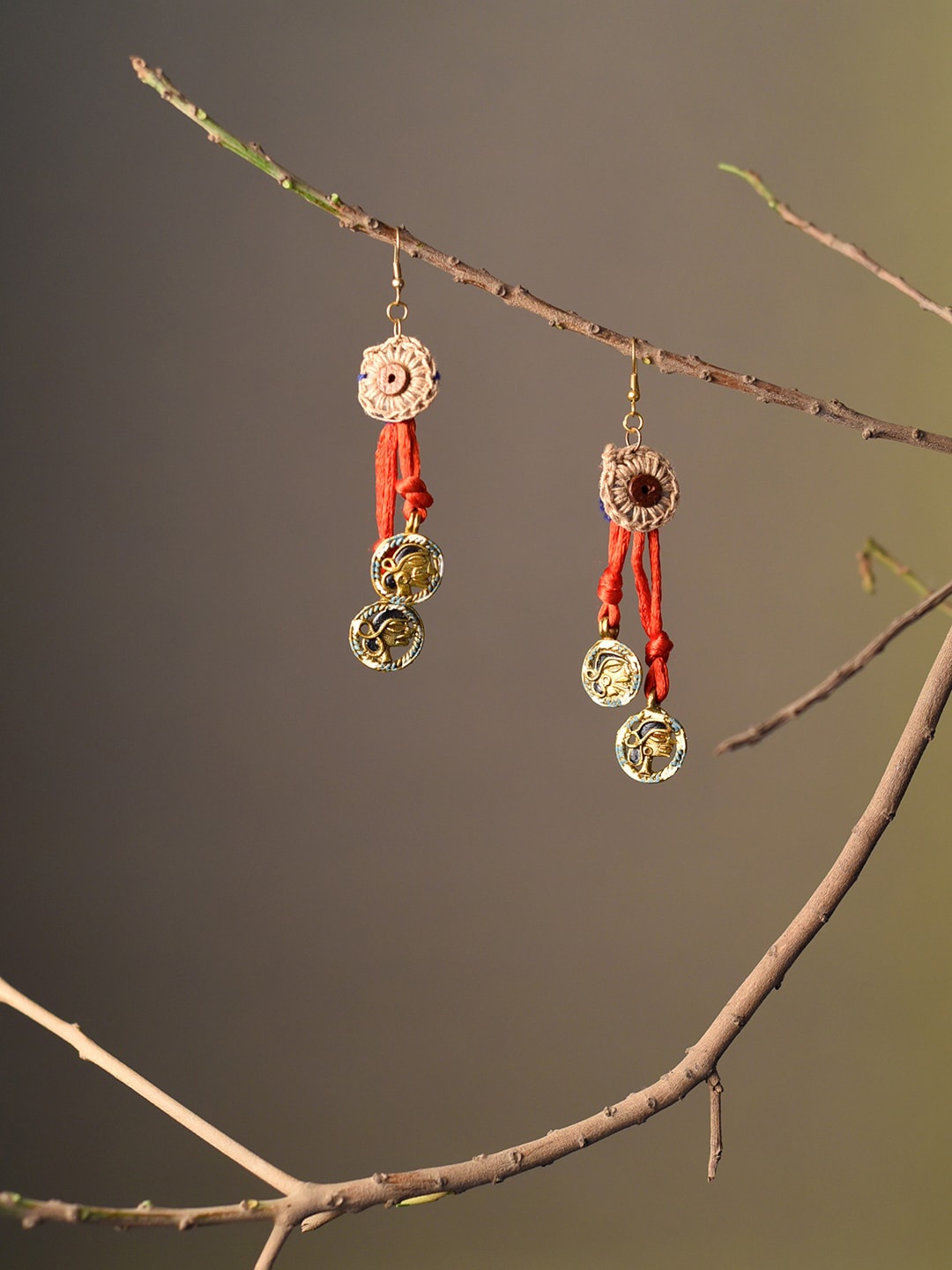 

AAKRITI ART CREATIONS Brass-Plated Contemporary Drop Earrings, Bronze