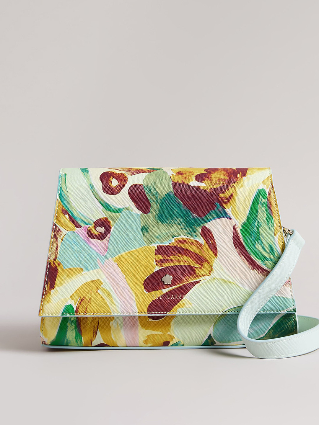 

Ted Baker Green Colourblocked Leather Shopper Handheld Bag with Tasselled