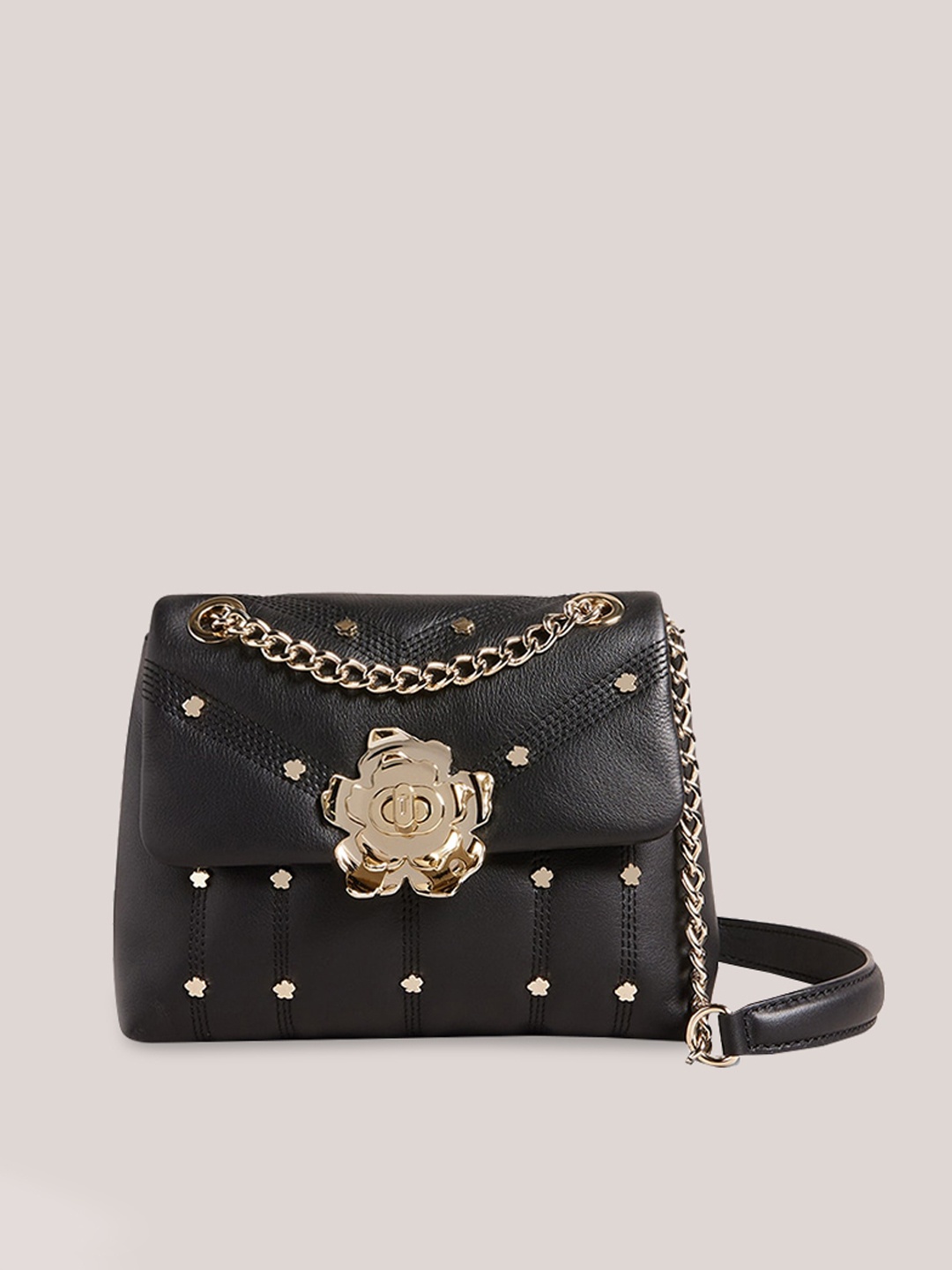 

Ted Baker Black Leather Shopper Tote Bag with Tasselled
