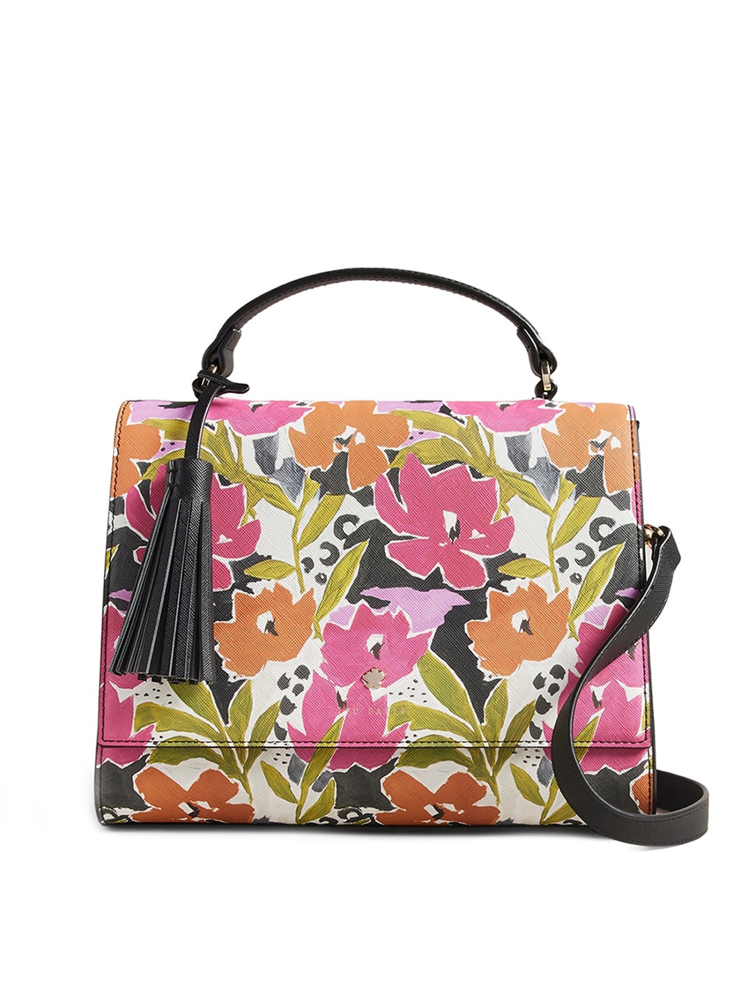 

Ted Baker Floral Printed PU Structured Sling Bag, Pink