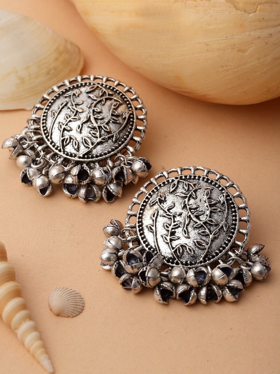 

PANASH Silver-Plated Circular Drop Earrings