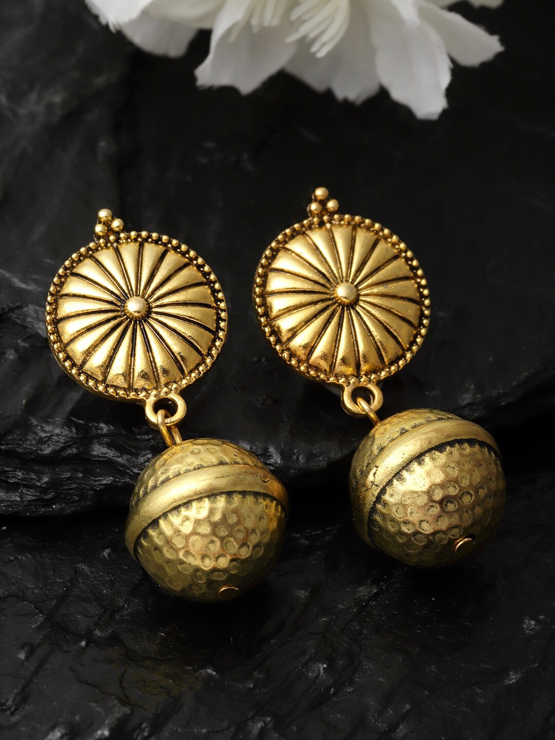 

PANASH Gold-Plated Circular-Shaped Drop Earrings